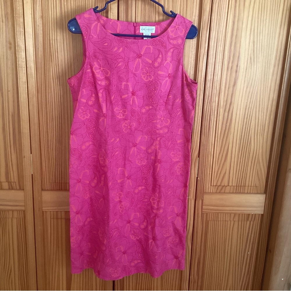 Kim Rogers Pink Floral Sleeveless Midi Dress